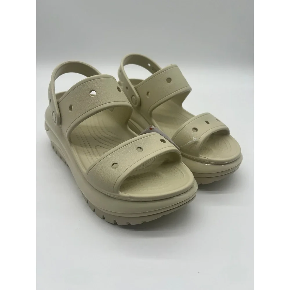 Crocs Mega Crush Sandal Bone Platform Two Strap Lug Sole  Womens 11 Mens 9